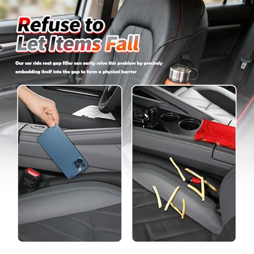 2026 Latest 2PCS Upgraded Car Seat Gap Filler with Fixing Ring (Black)