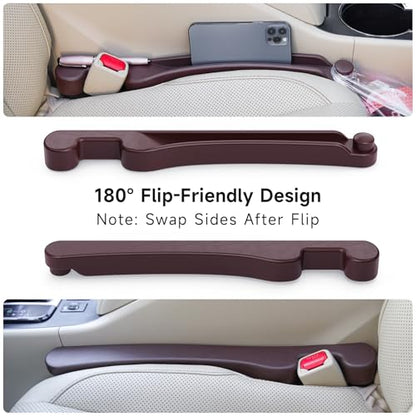 Car Seat Gap Filler Organizer 2Pack Soft Foam 3IN1 Multifunctional (Espresso brown / Narrow)