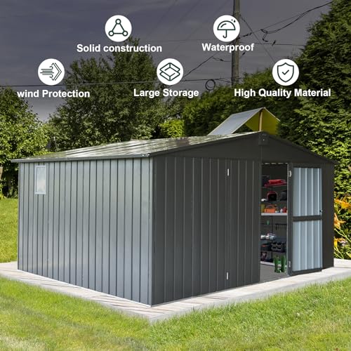 Domi Outdoor Storage Shed 11' x 12.5' (11' x 12.5' Gable Roof / Dark Gray)
