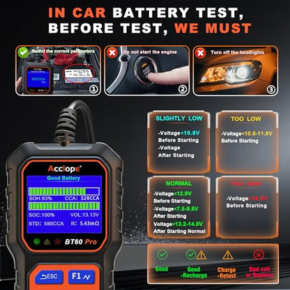 BT60 PRO 2 120Ah Battery Tester 6V (Black-Orange)