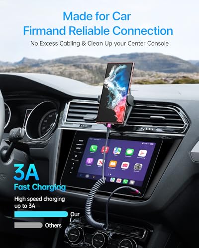 Coiled USB A to USB C Cable for Car (3FT/5FT / USB A to USB C / Rose Red)