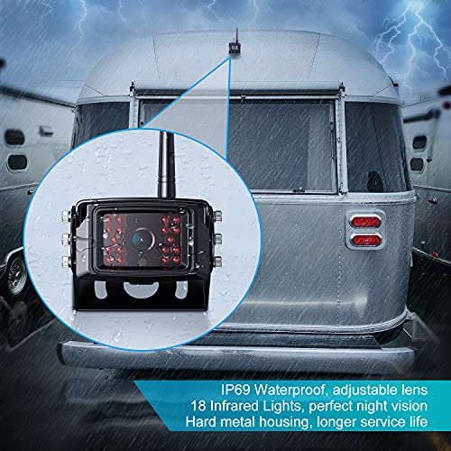 HD 1080P 10" Wireless RV Dual Backup Camera System with Recording (Black / 10" 4-Cam)