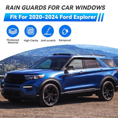 4pcs Window Visors Rain Guards for 2020 (2020-2025 Explorer)