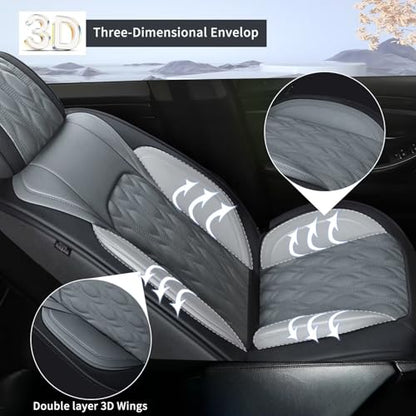 Front Waterproof Leather Seat Covers for Subaru Forester 2007 (067-Black & Grey / 63.Forester-2 Front Seat Covers Only)