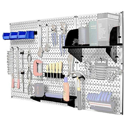 30-WRK-400WB Standard Workbench Metal Pegboard Tool Organizer,White/Black (White/Black)