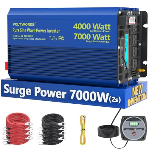 4000 Watt Inverter Pure Sine Wave Inverter 12V to 110V 120V AC