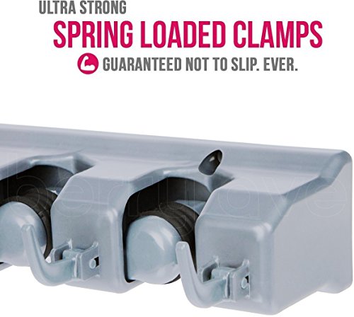 Broom Holder & Wall Mount Garden Tool Organizer (2 Pack / Grey)