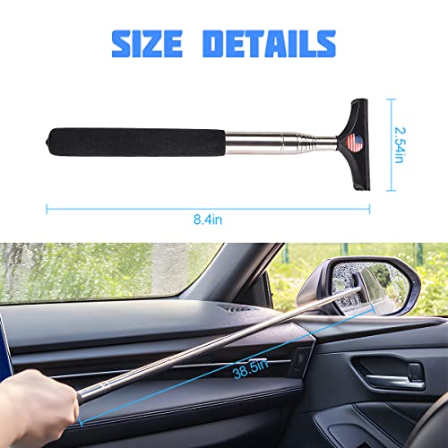 38.6 Inch Telescopic Mirror Squeegee (Black/Red Flag)