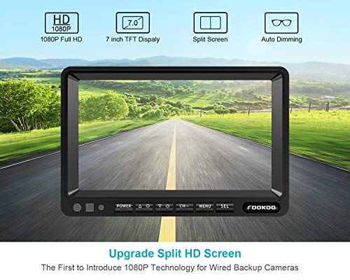 7" HD 1080P Wired Dual Backup Camera (Coal Black / 7 inches 2-camera)