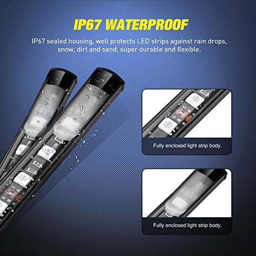 TL 31 2PCS 60Inch RGB Truck Bed Light Strip Kit 180 LED RF Remote Control with On Off Switch Blade Fuse 2Way Splitter Extension Cable for Cargo Pickup Truck SUV RV Boat (2Pcs 60Inch RGB Bed Strip w/Remote)