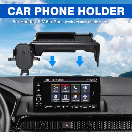 2-in-1 Car Phone Holder for 2023-2025 2026 Honda CR-V CRV Accessories Dash Organizer with Cell Phone Mount 7/9-inch Hands-Free 360 Degree Rotation (Auto-Look+Organizer / Honda CR-V 2023-2026)