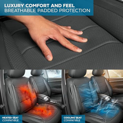 Elite Edition Faux Leather Seat Covers for Cars (Elite Fronts-Charcoal / Front Seats)