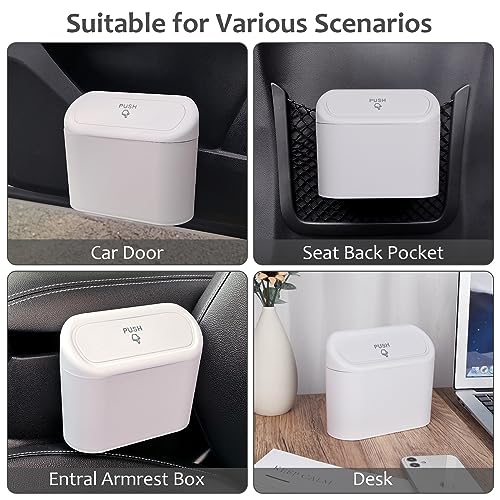 Car Trash Can with Lid (White)
