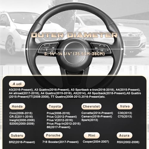 Car Steering Wheel Cover for Prius Civic Model 3 (Small size[14''-14 1/4''] / Black and Beige)