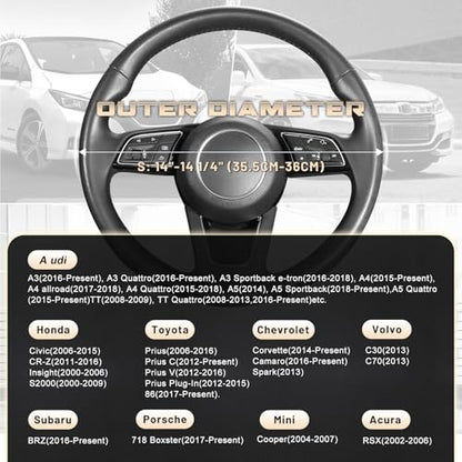 Car Steering Wheel Cover for Prius Civic Model 3 (Small size[14''-14 1/4''] / Black and Beige)