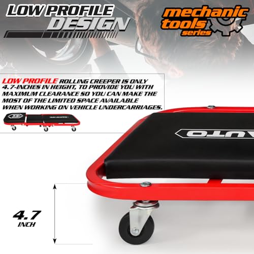 40 Inch Folding Creeper Rolling Seat (Red / 40")