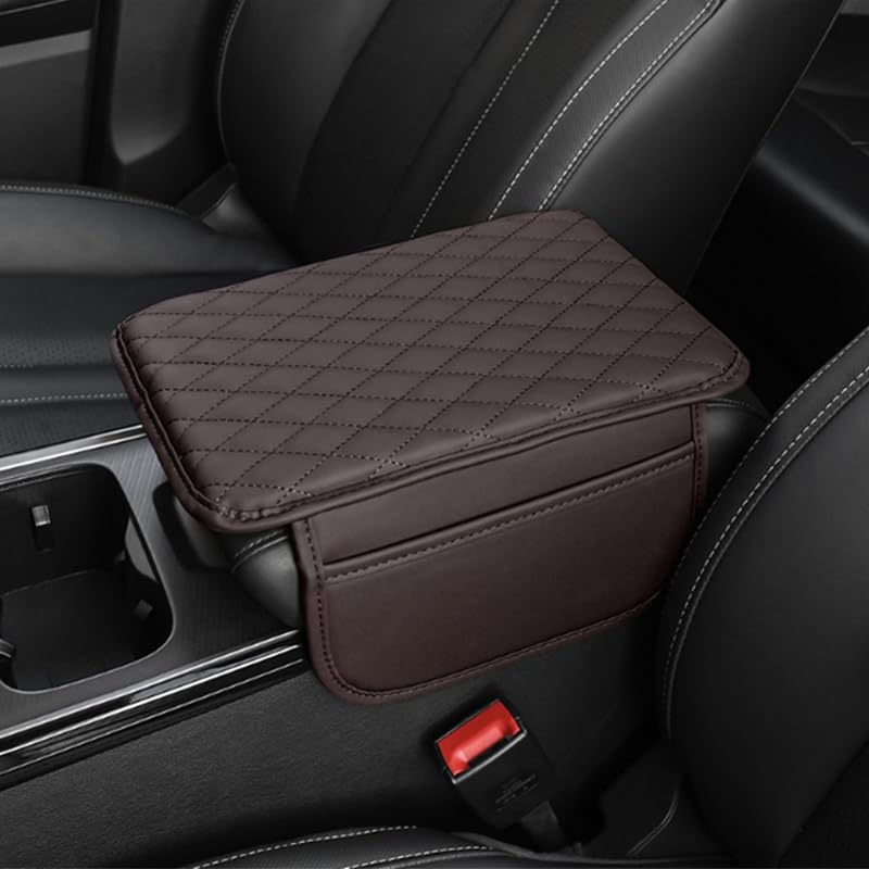 Memory Cotton Leather Car Armrest Box Pad (Brown)