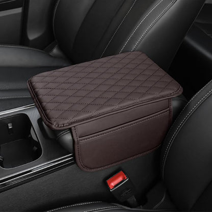 Memory Cotton Leather Car Armrest Box Pad (Brown)