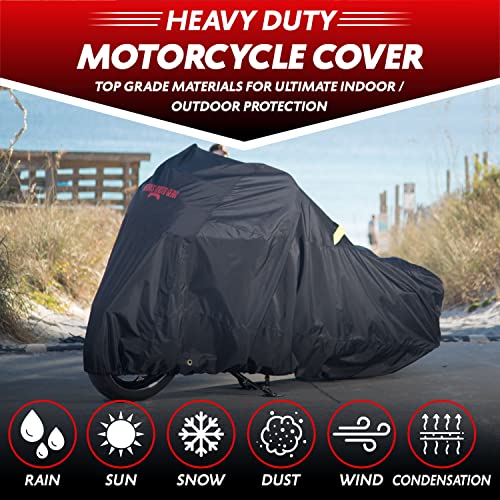 Waterproof Motorcycle Cover Street & Sport Bikes (Badass Black / [S] 86"L x 36"W x 50"H)
