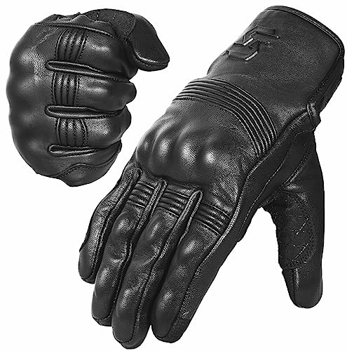 Leather Motorcycle Gloves for Men and Women (X-Large / Un-Perforated)