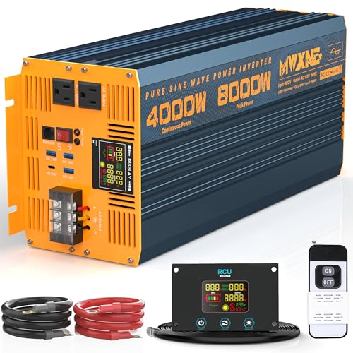 4000W Pure Sine Wave Power Inverter DC 12V to AC 110V 120V for Home RV with Dual AC Outlets 1 USB (4000W- 12V)