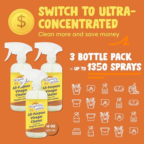 Lemon Vinegar All Purpose Cleaning Spray (16 Fl Oz (Pack of 3))
