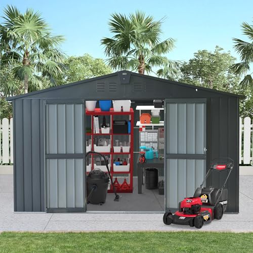 Domi Outdoor Storage Shed 11' x 9' (11' x 9' Gable Roof / Dark Gray)