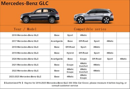 6 Layers Waterproof SUV Car Cover for Mercedes Benz GLC 2016 (LM-Silver / 66. Custom Fit Mercedes-Benz GLC)