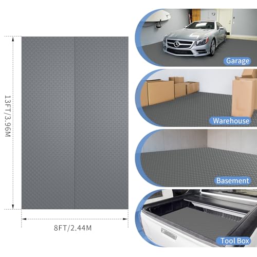 Garage Floor Mat (2Rolls x 4 x 13FT / Grey Coin)