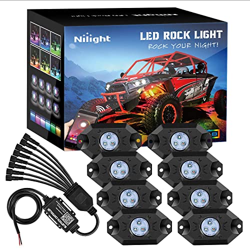 RGB LED Rock Lights Kit 8PCS Underglow Pod Lights (8 Pods / RGB 3LED)