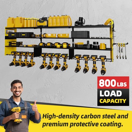 Power Tool Organizer Wall Mount with 12 (Yellow / 12-Drills Holders)
