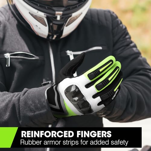Lightweight Motorcycle Gloves for Men Touchscreen Summer (Fluorescent Green / X-Large)