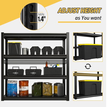 40" W Garage Shelving Heavy Duty Storage Shelves 56.9" H Metal Shelving Heavy Duty Load 1600LBS Adjustable Metal Shelves for Storage for Pantry Kitchen 40" W x 19.1" D x 56.9" H 2 Pack (19.1"D x 40"W x 56.9"H,Black)