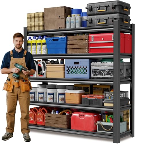 JHYKHG 72" W Storage Shelves (Black / 48"W*24"D*72"H)