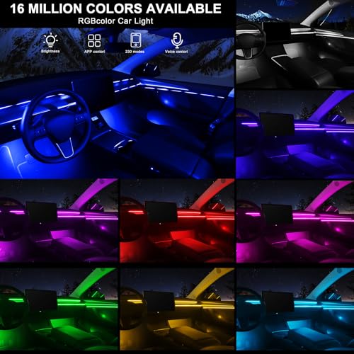 Acrylic Interior Car LED Strip Light with Wireless APP (RGB Color 18 in 1)