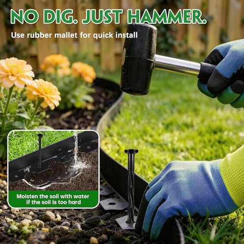 100PCS 8 Inch Plastic Landscape Edging Stakes (100 pack / black)