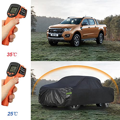 Waterproof Pickup Truck Cover All Weather (Truck M up to 210", Max Cab Length 150" / black)