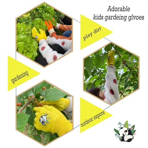 2 Pairs Kids Gardening Gloves (Yellow (Pack of 2) / Medium (Age 4-5))
