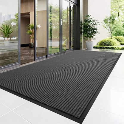 Front Door Mat (3' x 4' (Rectangular) / Gray-stripe)