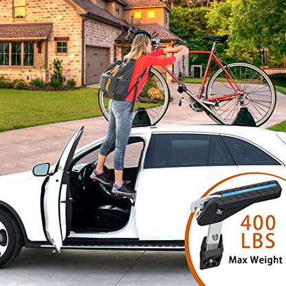 Adjustable 5 Gear Extra Protection Car Door Latch Step No Assemble Foldable Heavy Duty Car Gadgets Stand Pedal Ladder for Easy Roof Rack Access (Dark Grey)