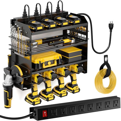 Power Tool Organizer Wall Mount with Charging Station (Black / Standard)