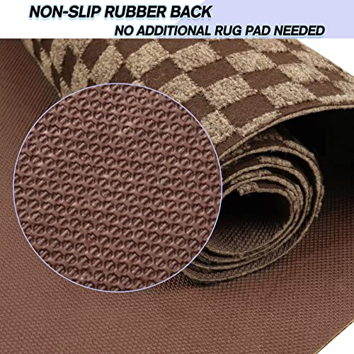 Custom Size Backed Non (Brown Checkered / 2FT*44FT)