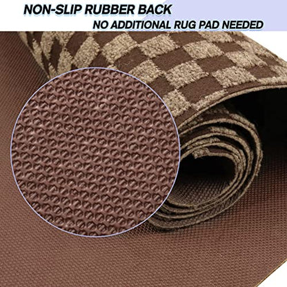 Custom Size Backed Non (Brown Checkered / 4FT*65FT)