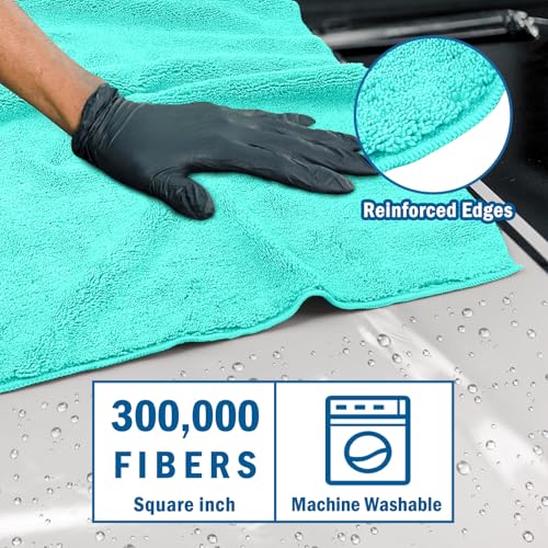 Professional Large Microfiber Car Drying Towels 2 Pack (Green / 31 x 24 Inch)