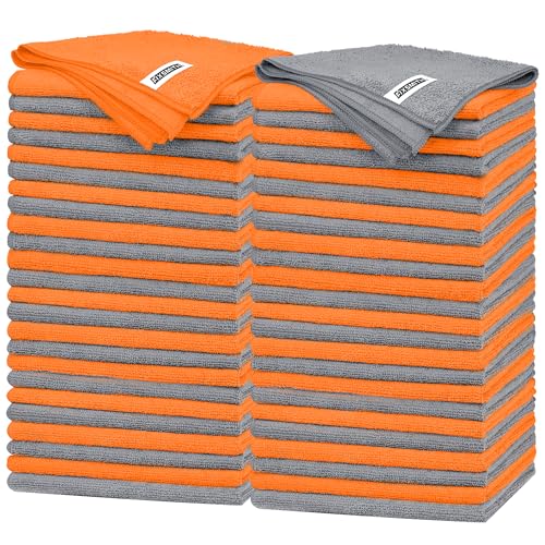 Microfiber Cleaning Cloth (50pk / Grey&orange)