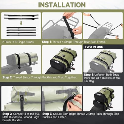 Motorcycle Saddle Bag (Field Green / 30L)