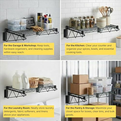 18" x 36" Black Epoxy Wire Wall Mount Shelf (Black / 18" x 36")