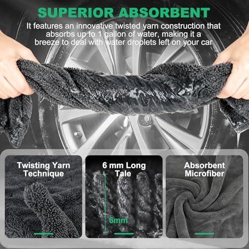 3 Pack Car Microfiber Towels with Car Wash Mitt