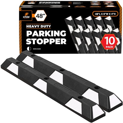48" Heavy Duty Rubber Parking Stopper (White Parking Stoppers / 48 Inch)
