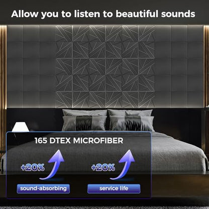 15 pcs 165dtex Microfiber Acoustic Panels (15 Pack / Pure Black)
